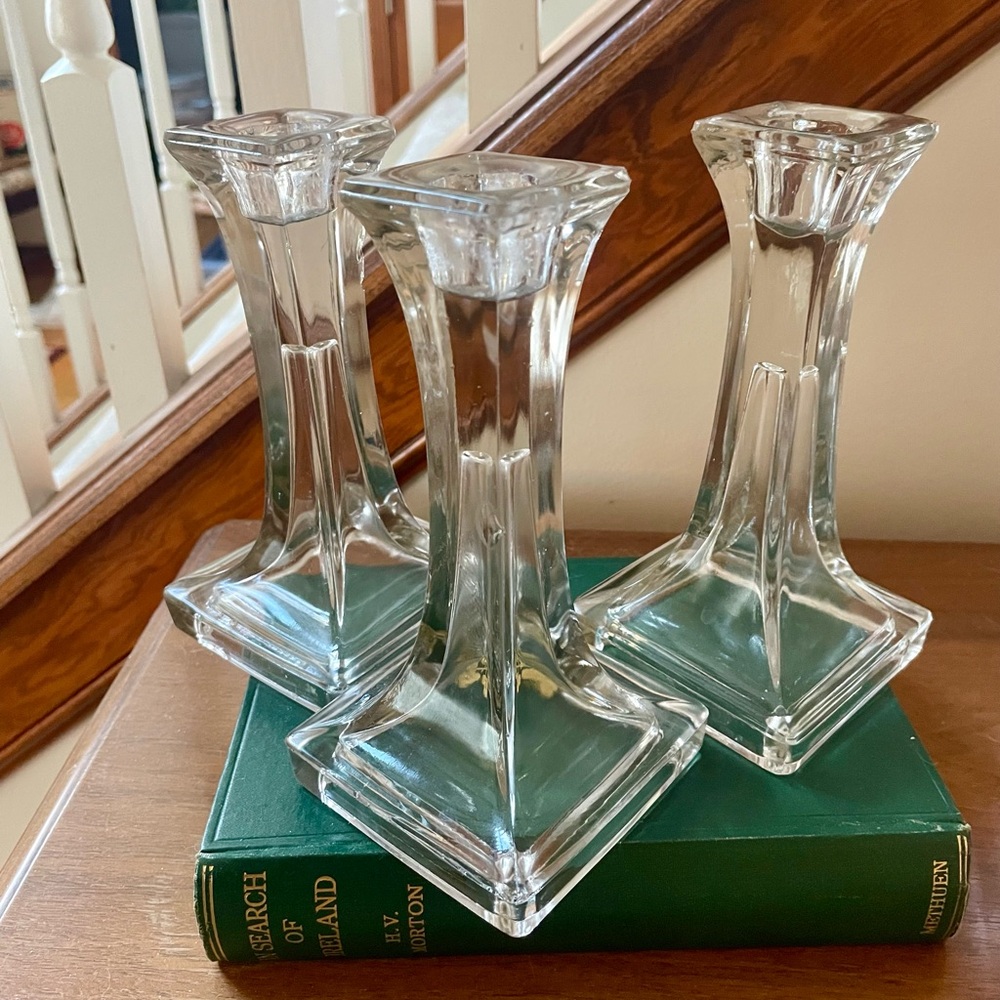 Vintage Glass Candlestick Holders